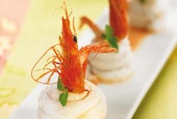 Pupietas de lenguado en salsa de gambas