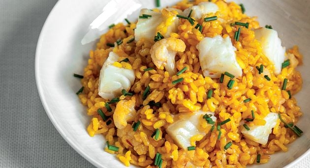 Paella de bacalao y coliflor