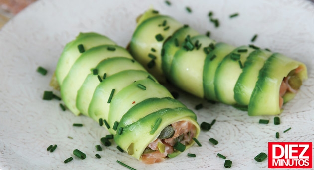 Canelones de aguacate y salmón
