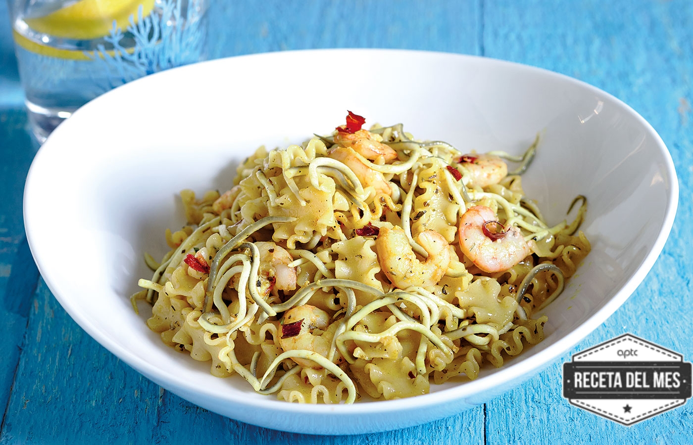 Pasta Mafalda con trufa, gulas y gambas