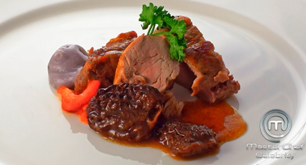MasterChef Celebrity 3: Carne asada con puré de patata morada, colmenillas y pimiento rojo asado