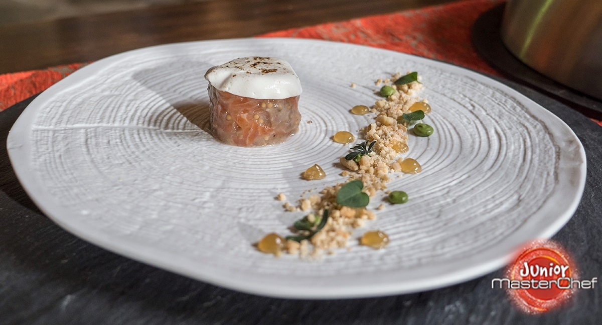 MasterChef Junior 6: Tartar de trucha, crema de setas, miel de sauco y oloroso