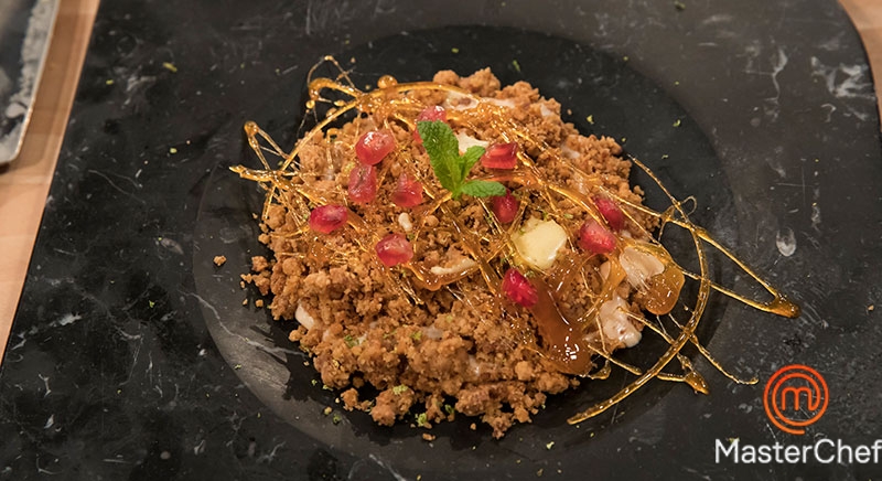 MasterChef 7: Crumble de nueces con panacotta