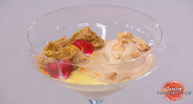 Masterchef Junior 7: Crema ligera de vainilla, bizcocho de regaliz y helado de avellana