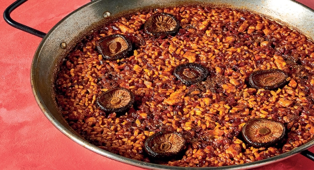 Arroz con setas shiitake