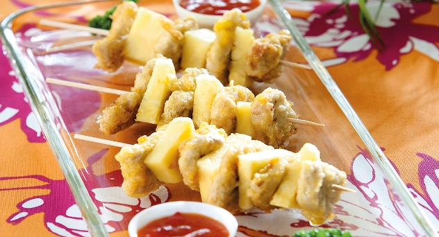 Brochetas de cerdo agridulce